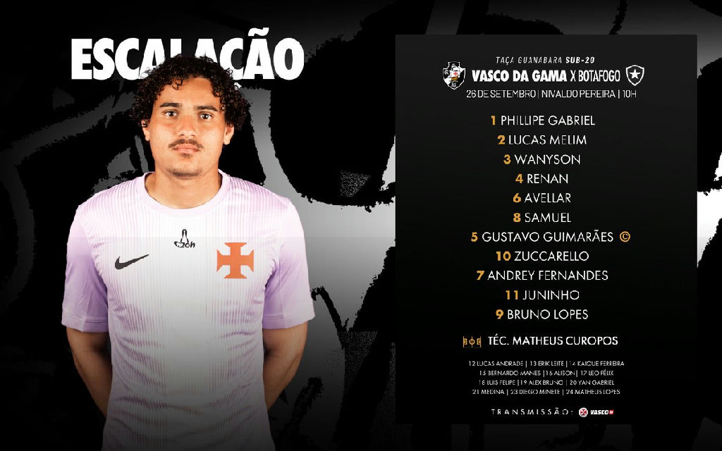 Vasco define escalação para o clássico contra o Botafogo na Taça Guanabara sub-20
