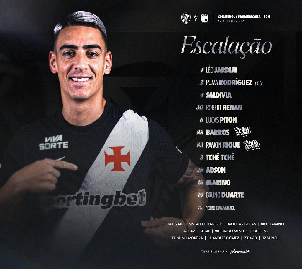 Vasco define time titular para o confronto decisivo contra o Santa Fe na Sul-americana