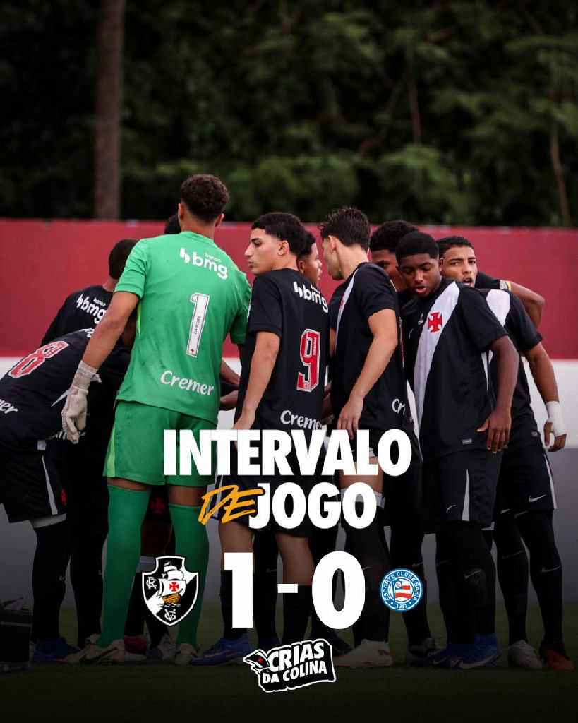 Vasco lidera placar contra o Bahia em confronto pelo Brasileiro Sub-17
