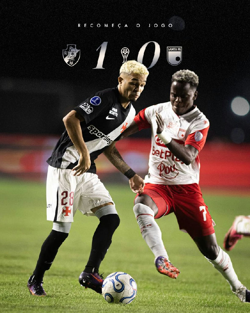 Vasco mantém escalação inicial para o segundo tempo contra o Santa Fe