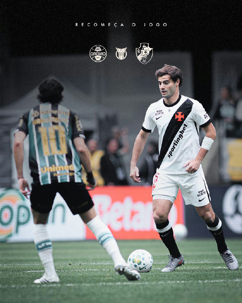 Vasco mantém escalação inicial para o segundo tempo em duelo contra o Grêmio