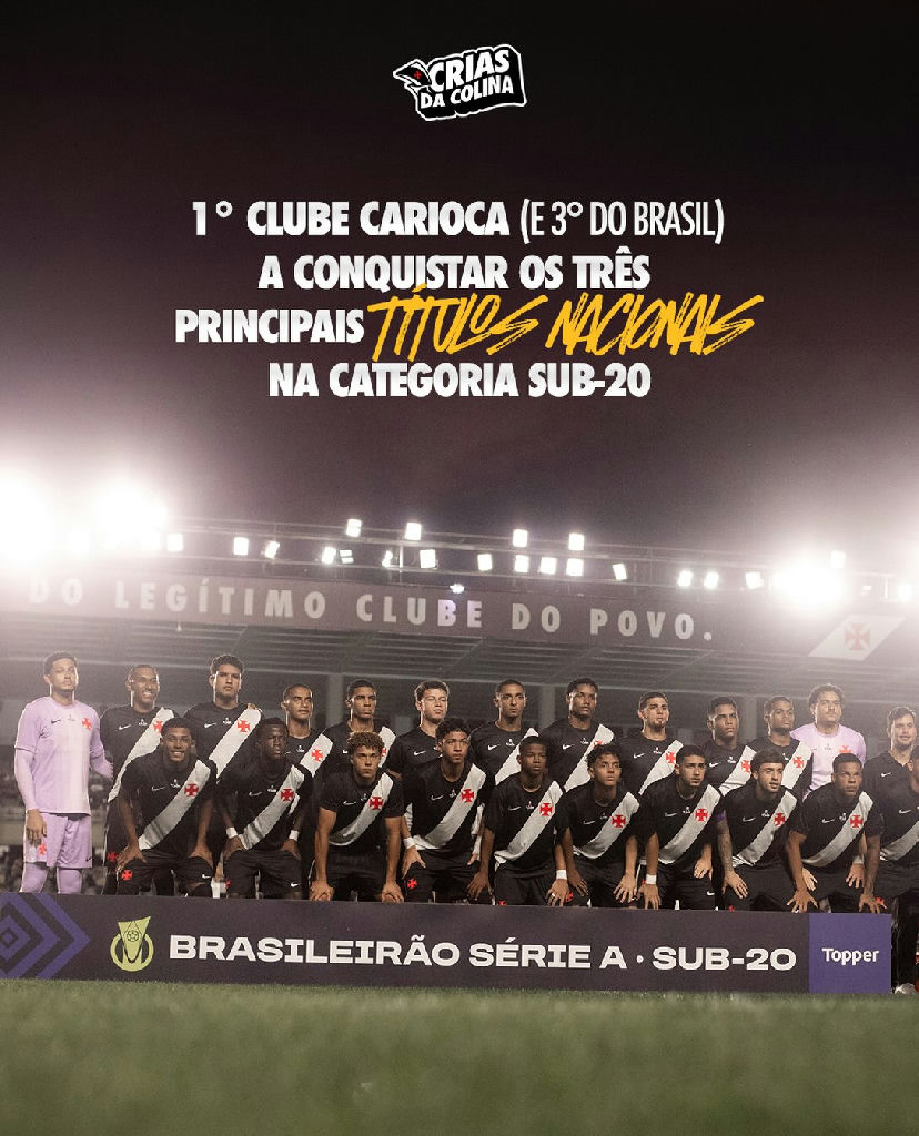 Vasco Sub-20 faz história e se torna o primeiro carioca com a tríplice coroa nacional