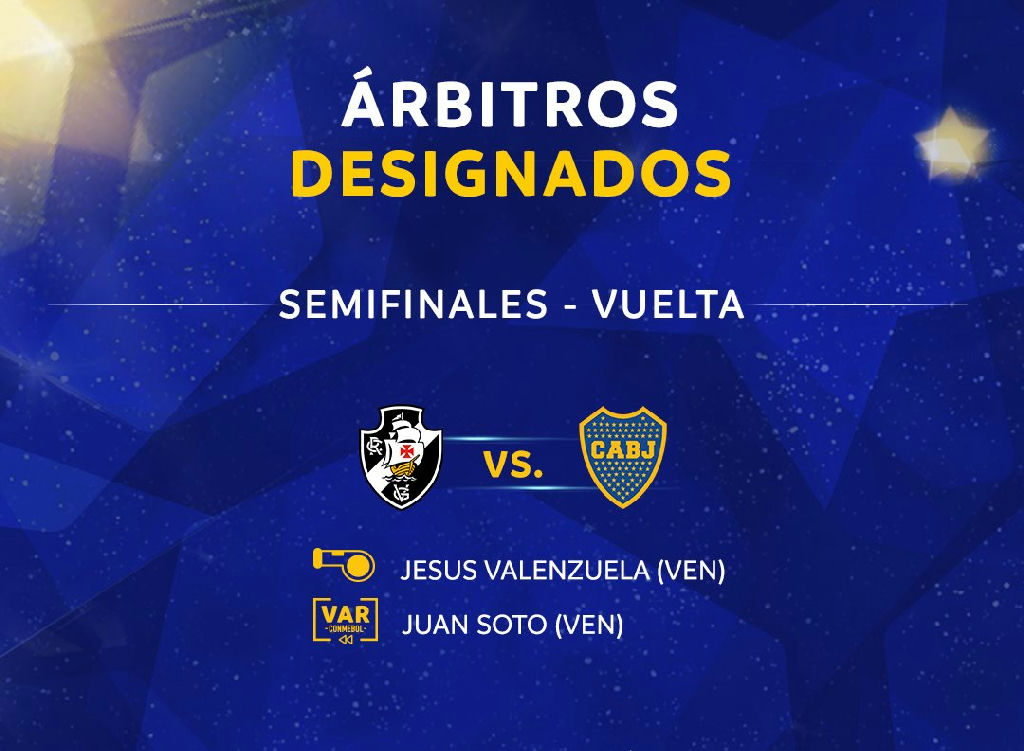 Árbitros definidos para o jogo decisivo entre Vasco e Boca Juniors