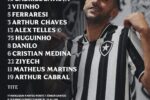 Botafogo define escalação oficial para o clássico contra o Vasco
