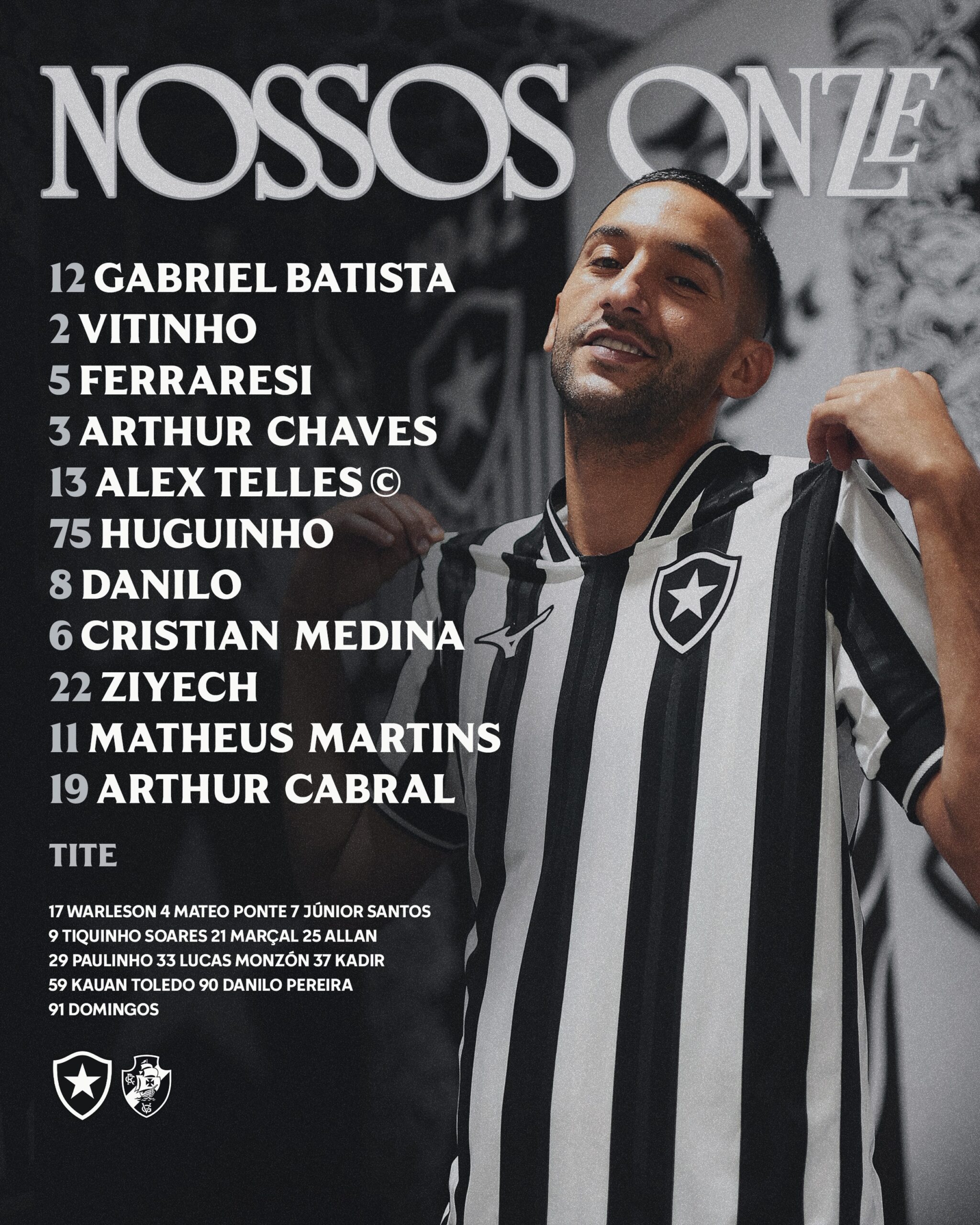 Botafogo define escalação oficial para o clássico contra o Vasco