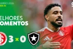 Botafogo perde para o Internacional por três a zero no Beira-Rio