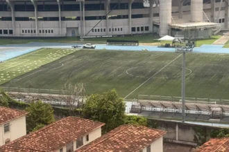 Botafogo realiza manutenção corretiva no campo anexo do estádio Nilton Santos