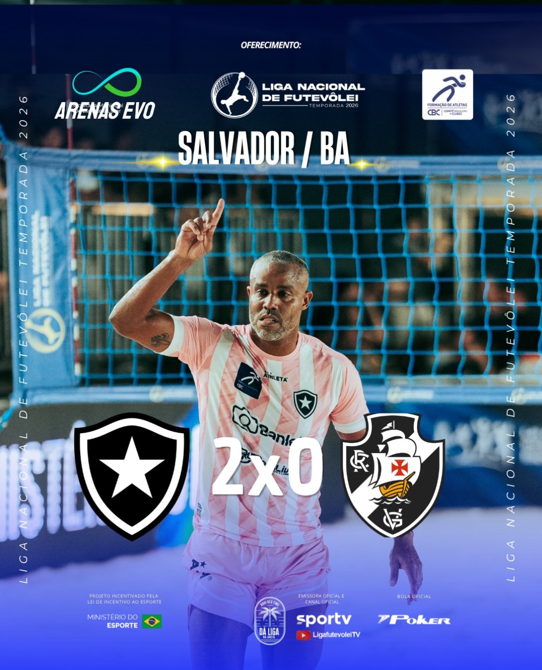 Botafogo vence o Vasco por dois a zero na Liga Nacional de Futevôlei
