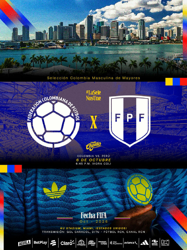 Colômbia e Peru se enfrentam em amistoso internacional no NU Stadium em Miami