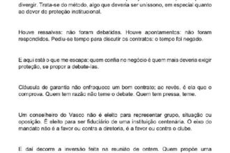 Conselheiro do Vasco critica falta de transparência na aprovação da SAF