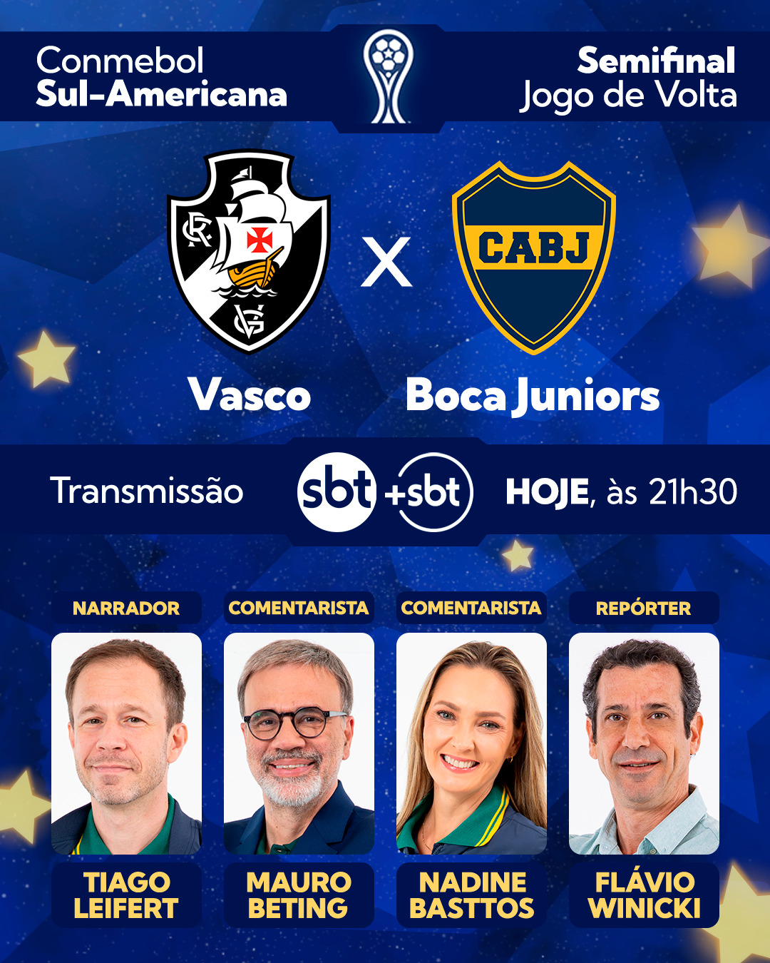 Equipe de transmissão define cobertura para o jogo entre vasco e boca juniors