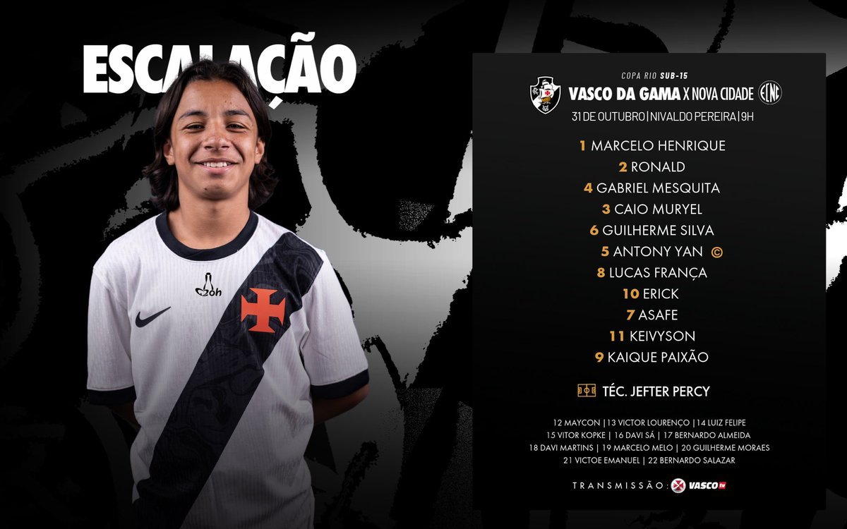 Escalação definida para o confronto do Sub-15 contra o nova Cidade