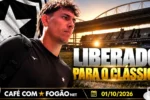 Ferraresi reforça Botafogo para clássico contra o Vasco após liberação da seleção