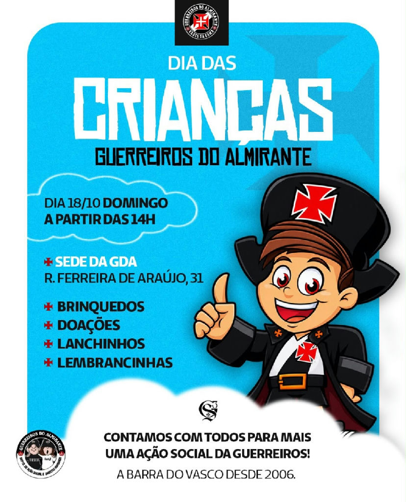 Guerreiros do Almirante promovem ação social de Dia das Crianças com atividades e arrecadação