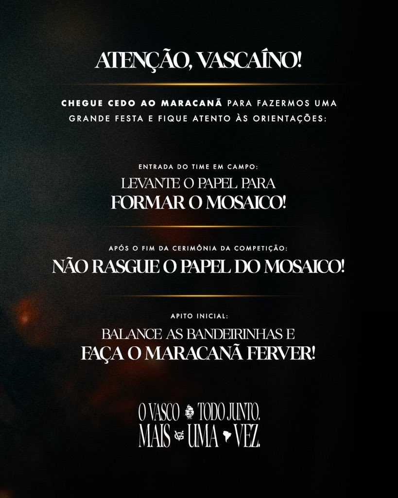 Orientações importantes do vasco da gama para a torcida no maracanã