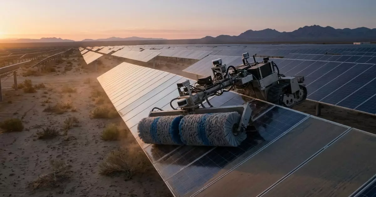 Robôs autônomos limpam painéis solares no deserto sem uso de água