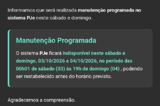 Sistema PJE do Tribunal de Justiça do Rio de Janeiro passa por manutenção programada