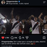Thiago Mendes publica mensagem enigmática e agita torcedores do Vasco sobre possível transferência