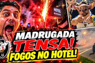 Torcedores do vasco realizam foguetório em frente a hotel de delegação do boca juniors