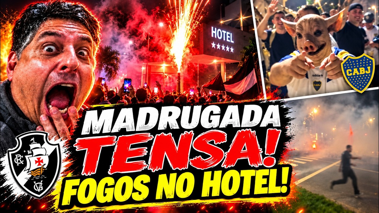 Torcedores do vasco realizam foguetório em frente a hotel de delegação do boca juniors