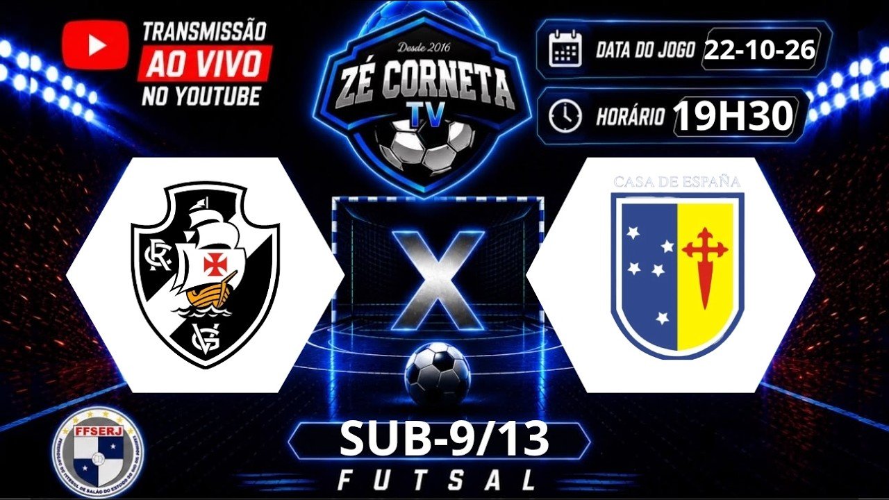 Transmissão ao vivo do futsal base entre vasco e casa de espanha