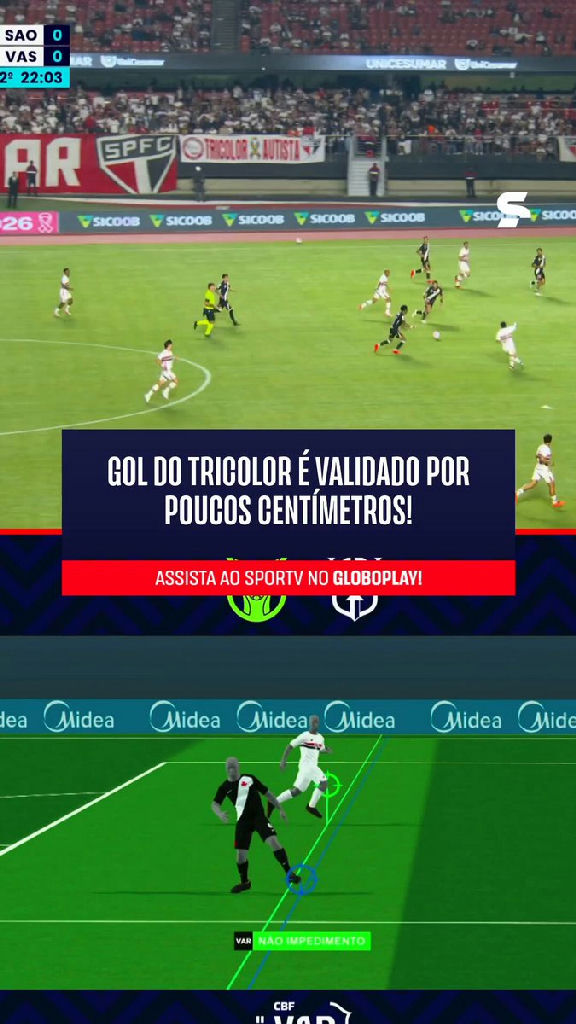 VAR valida gol são-paulino por centímetros após checagem milimétrica