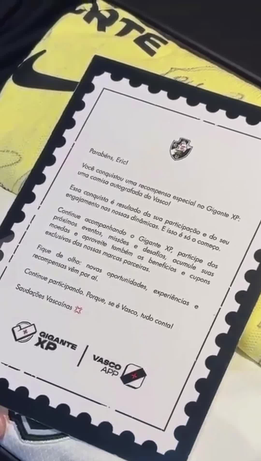 Vascaino usa moedas do GiganteXP no Vasco App para resgatar camisa