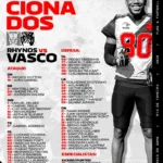 Vasco almirantes divulga lista de atletas para confronto contra o rhynos