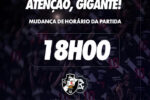Vasco da Gama altera horário da partida contra o Remo em São Januário