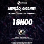 Vasco da Gama altera horário da partida contra o Remo em São Januário