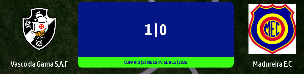 Vasco da Gama lidera placar contra o Madureira na categoria sub-15
