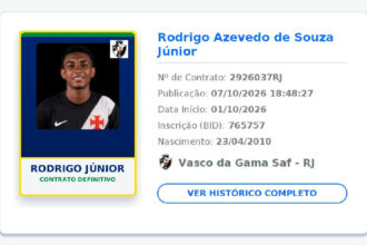 Vasco da Gama oficializa contrato definitivo do jovem Rodrigo Júnior