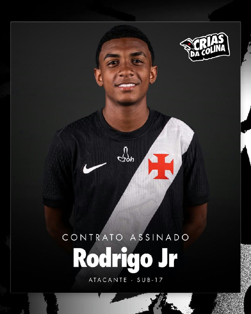 Vasco da Gama oficializa primeiro contrato profissional do atacante Rodrigo Jr