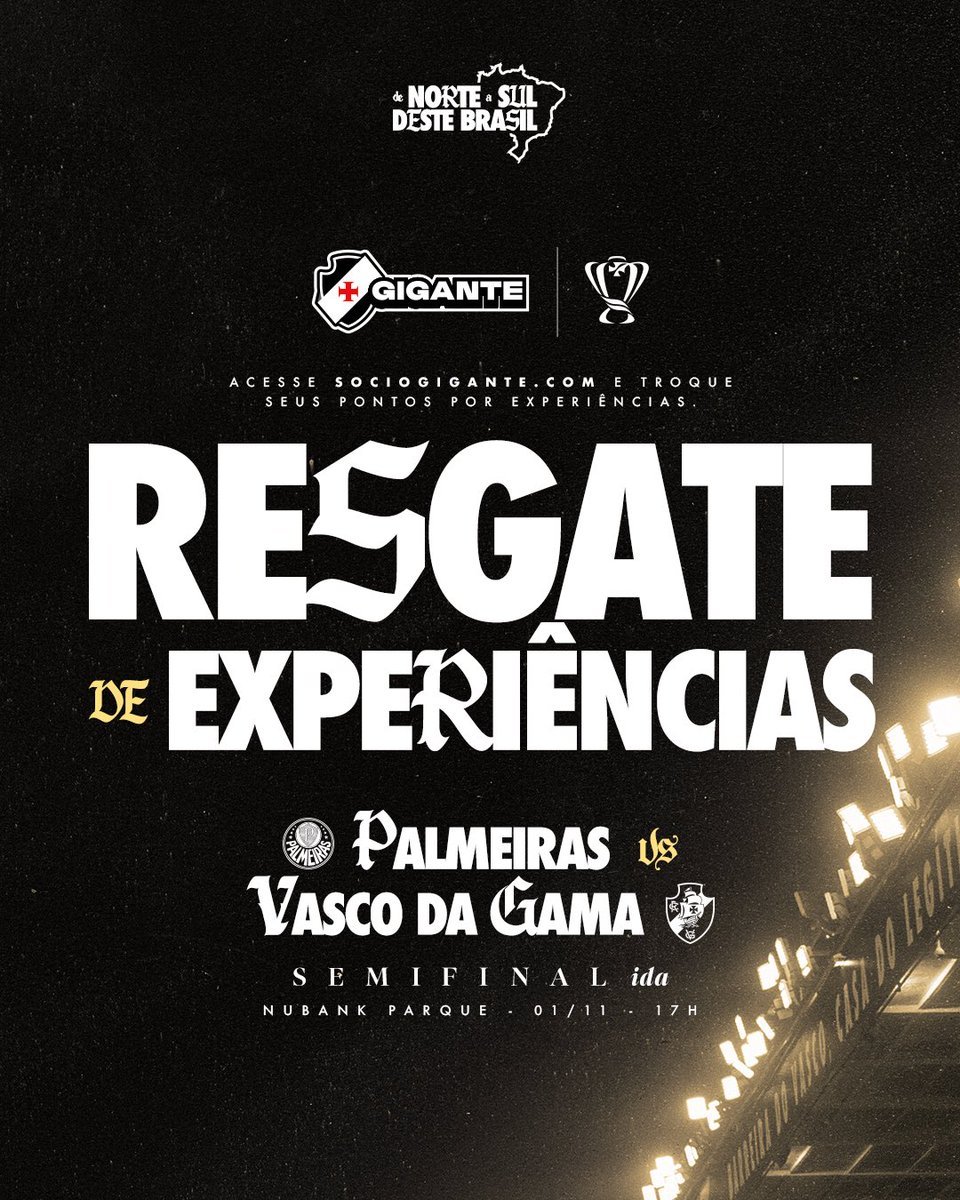 Vasco da Gama prepara experiências exclusivas para sócios no confronto contra o Palmeiras