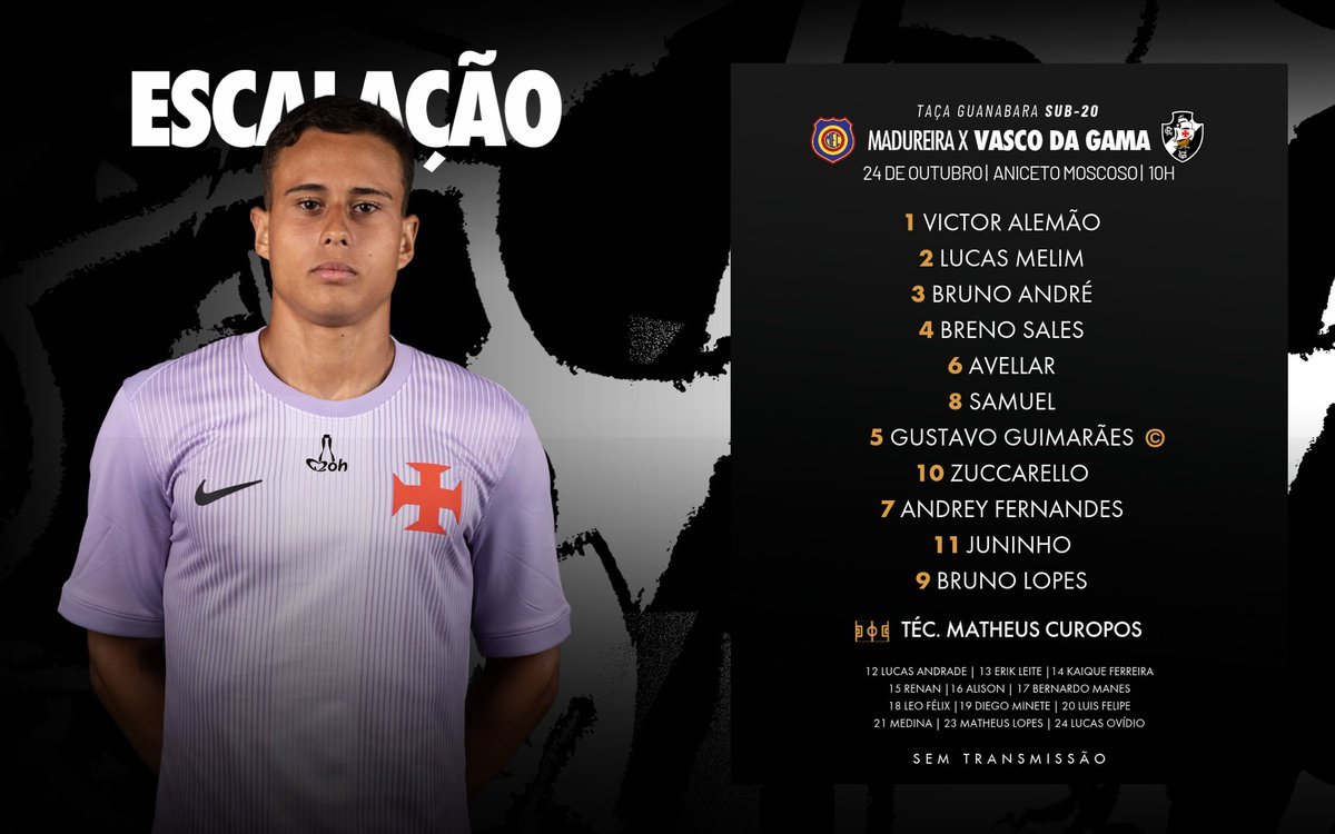 Vasco define escalação para enfrentar o Madureira no carioca Sub-20