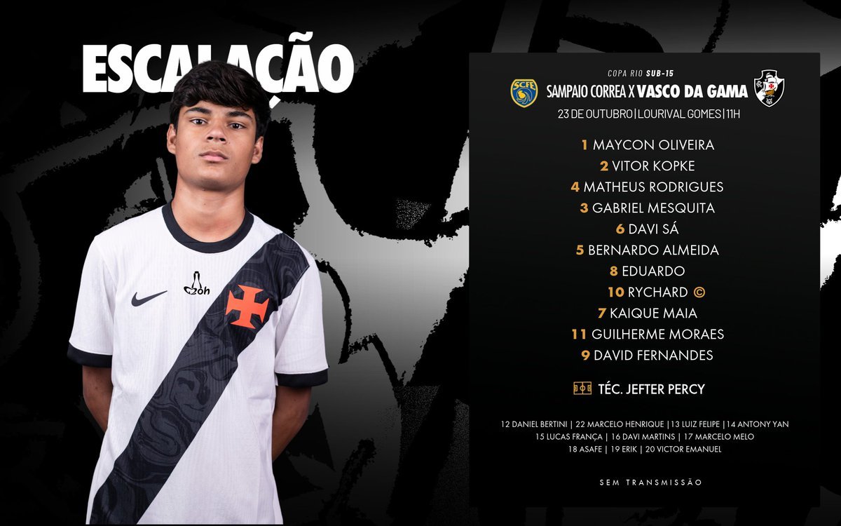 Vasco define escalação para o confronto decisivo na copa rio sub-fifteen