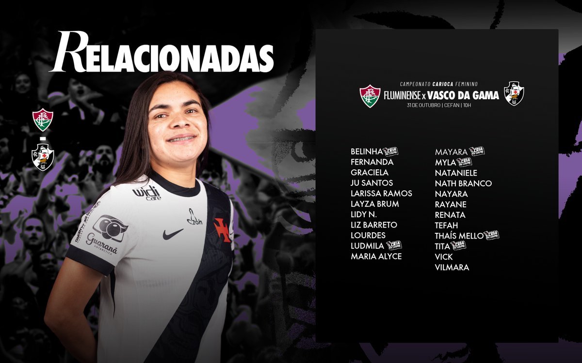 Vasco divulga lista de atletas convocadas para o clássico decisivo contra o Fluminense