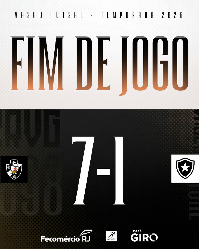 Vasco domina Botafogo com goleada por 7 a 1 no estadual de futsal