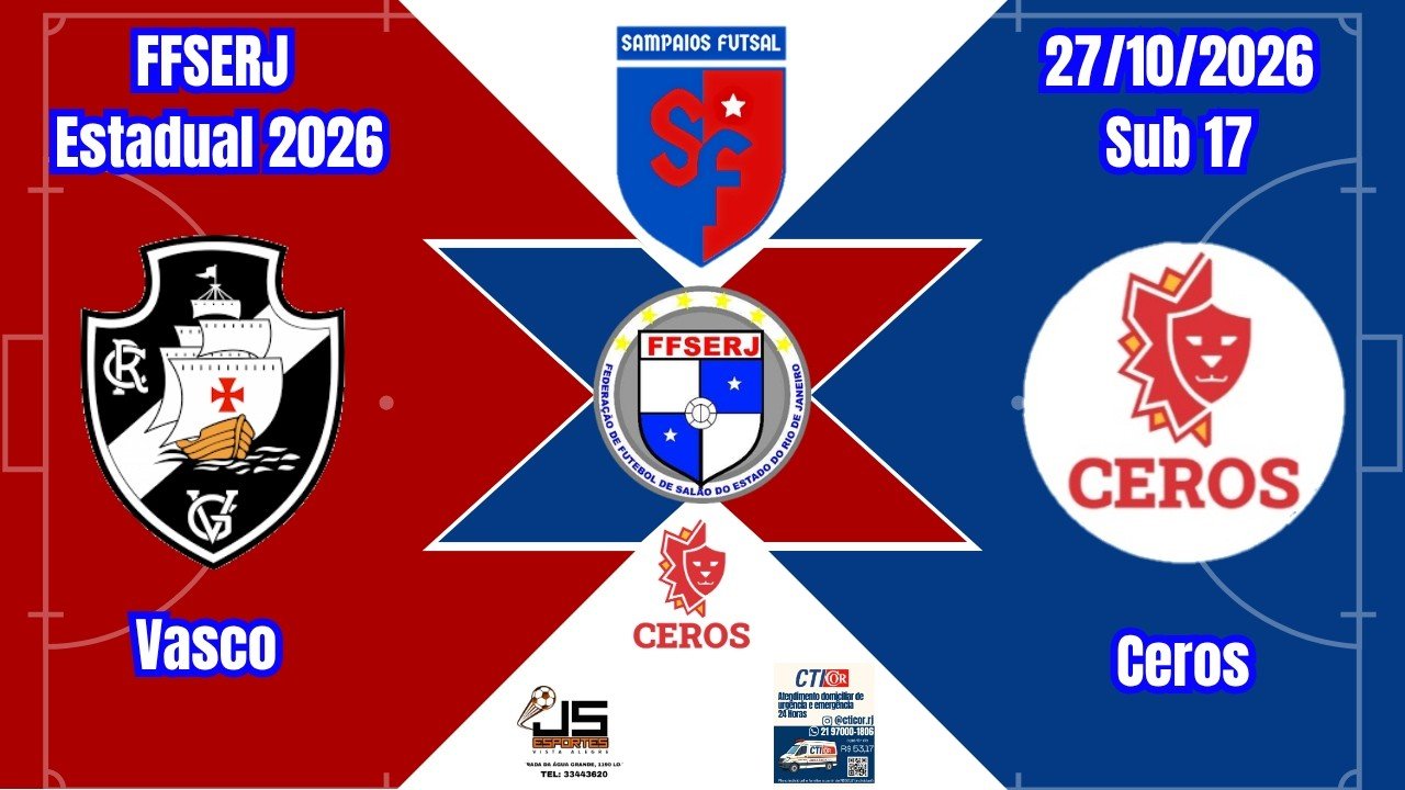 Vasco e Ceros disputam jogo do Estadual Sub-17 de futsal com transmissão ao vivo