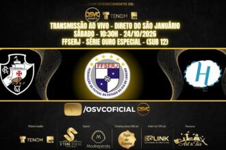 Vasco e Hebraica disputam partida pelo Estadual Sub-12 de futsal com transmissão ao vivo