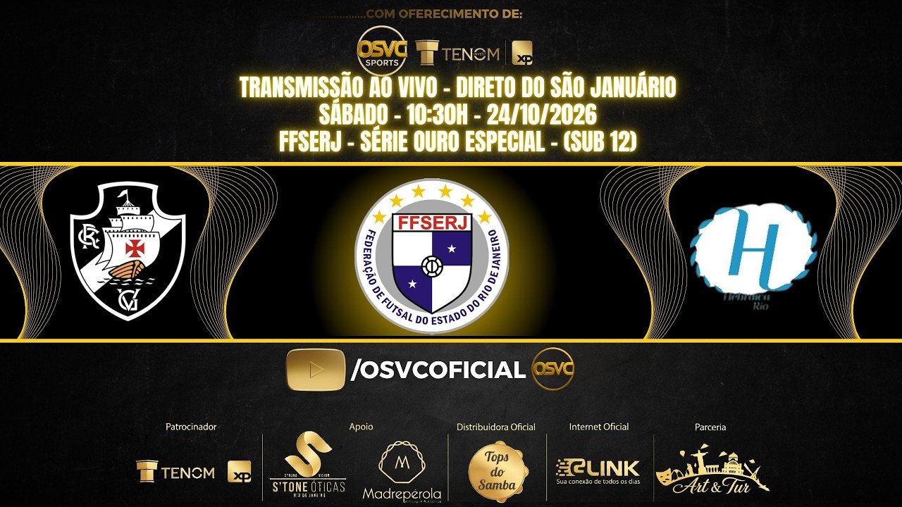 Vasco e Hebraica disputam partida pelo Estadual Sub-12 de futsal com transmissão ao vivo