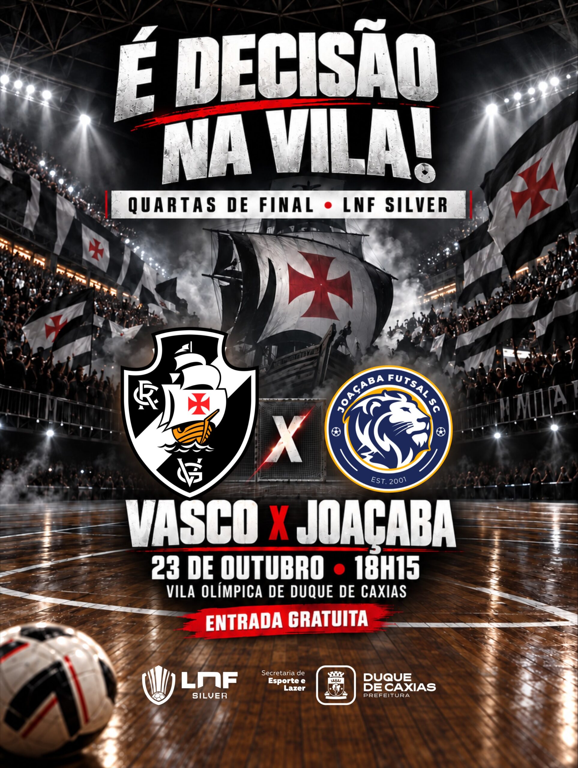 Vasco e Joaçaba decidem vaga nas quartas da LNF silver em caxias