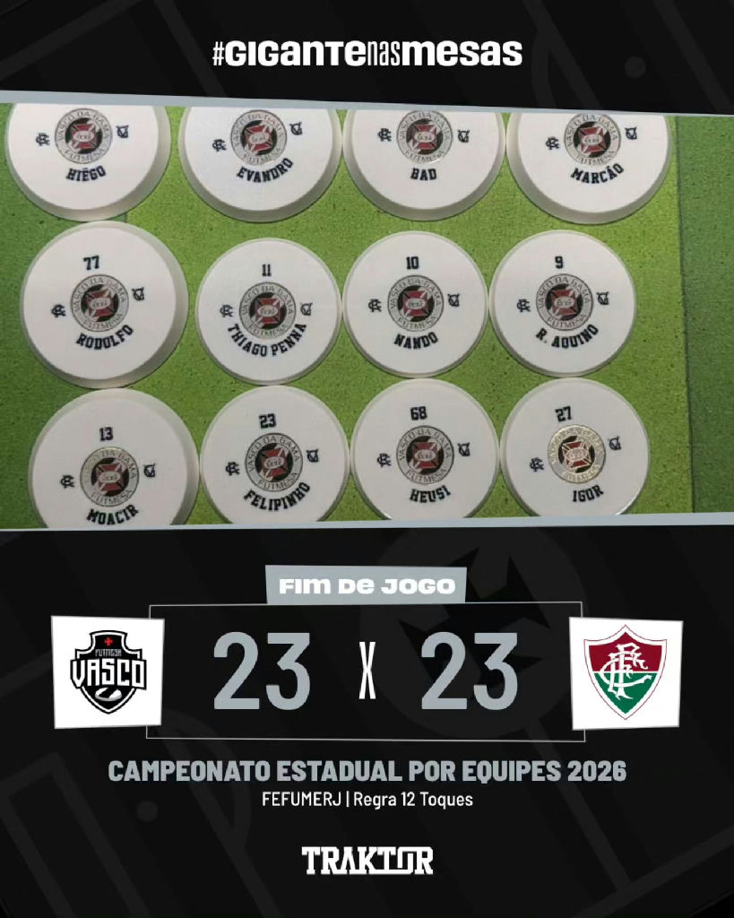 Vasco empata com o Fluminense e fatura o pentacampeonato estadual de futmesa