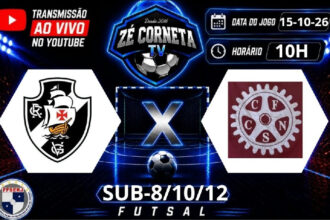 Vasco enfrenta Clube dos Funcionários em rodada decisiva do futsal de base