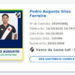 Vasco formaliza contrato definitivo de Pedro Augusto, do Sub-20, com validade até 2029