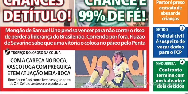 Vasco tropeça em casa e empata sem gols contra o Remo em São Januário