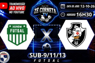 Xerém e Vasco se enfrentam pelos estaduais de futsal sub-09, sub-11 e sub-13 com transmissão ao vivo